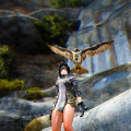 Konijntje the cute tamer with her pet hawk ^^